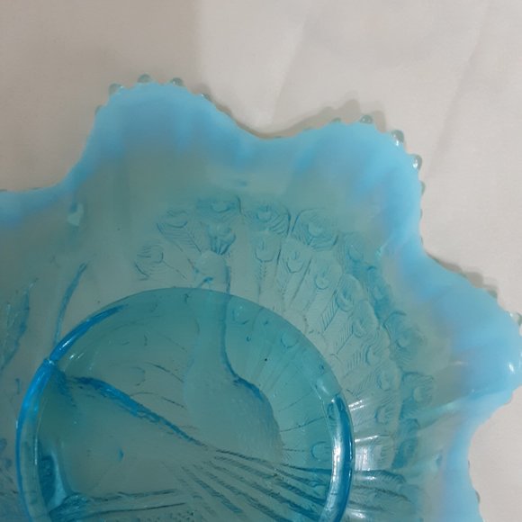Vintage  Opalescent Glass Ruffled Edge Dish - Picture 4 of 8